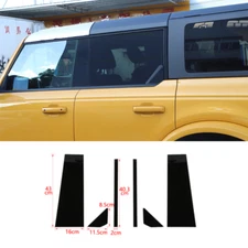 Exterior 6x Window B Pillar Post Decor Trim For Ford Bronco 2021+Black 4 Doors