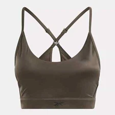 Reebok Lux Shine Strappy Sports Bra Brown Size Large NWT