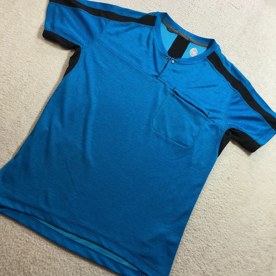 Camiseta deportiva de ciclismo Club Ride para hombre pequeña azul perla elástica a presión Foto 2 de 4