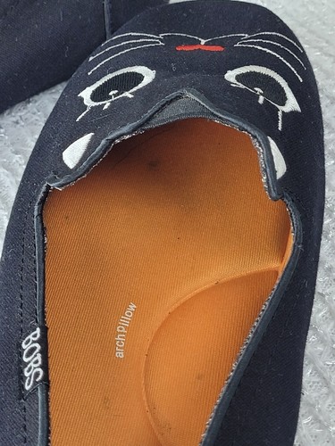 BOBS from Skechers Plush-Cattitude Cat Kitten Shoes Womens 10 Black Embroidered - Picture 14 of 18