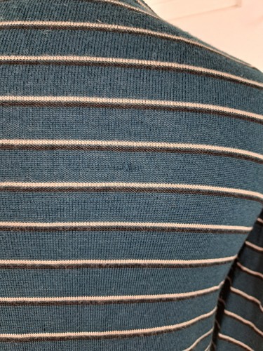 VINTAGE JAEGER Green/Teal Stripe Round Neck 100% Wool Cardigan Fits UK 8 10 - Picture 4 of 5
