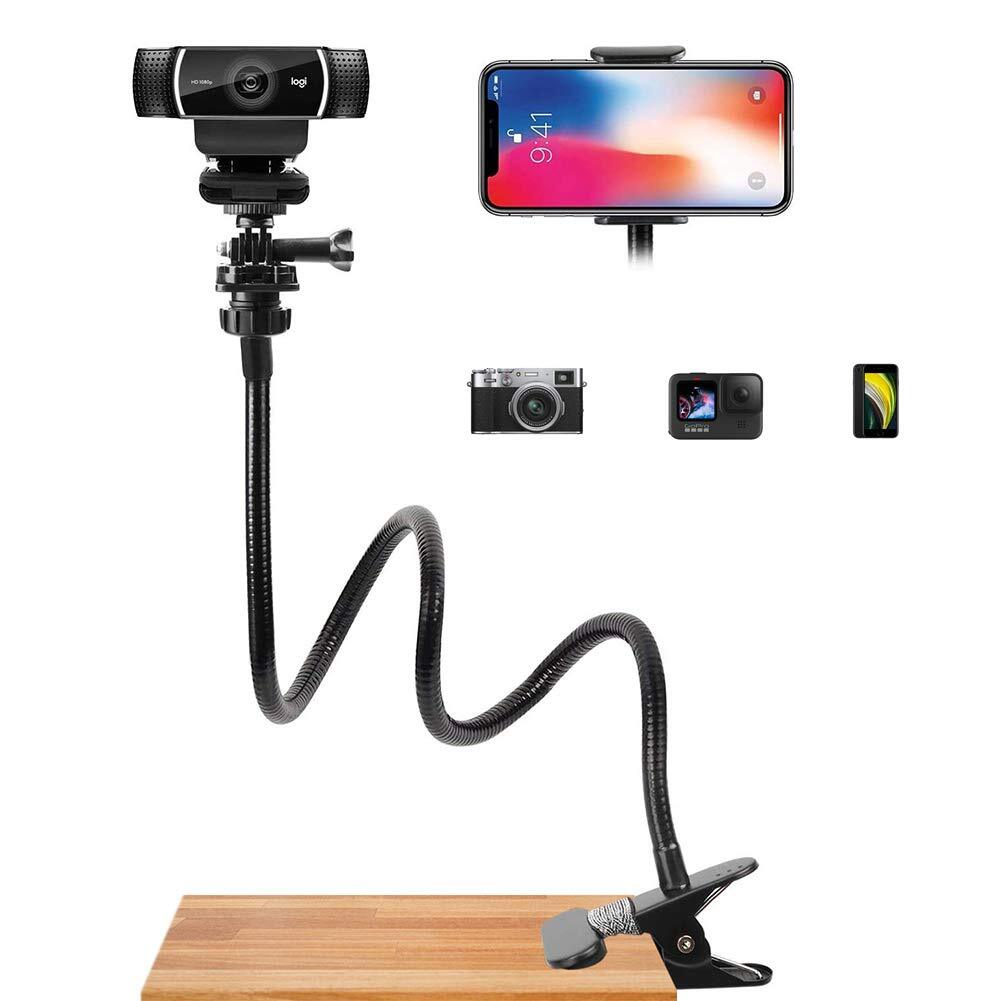 Webcam-Stand-Mount Phone Camera Desk-Clamp-Holder - 27 Inch Flexible Goosenec...