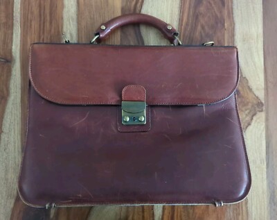 Vintage Piquadro Tamponato Brown  Two-Compartment Briefcase 