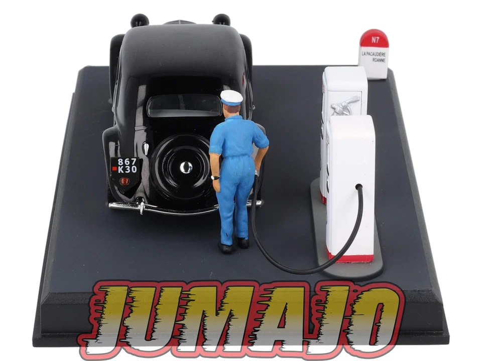 NB2 Voiture IXO 1/43 Diorama Route bleue CITROEN Traction berline le plein d'ess - Photo 4/4