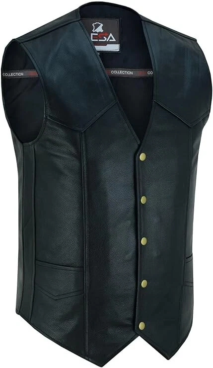 Black Leather Vest Men with Concealed Carry Pockets - Western Style
Opens in a new window or tab