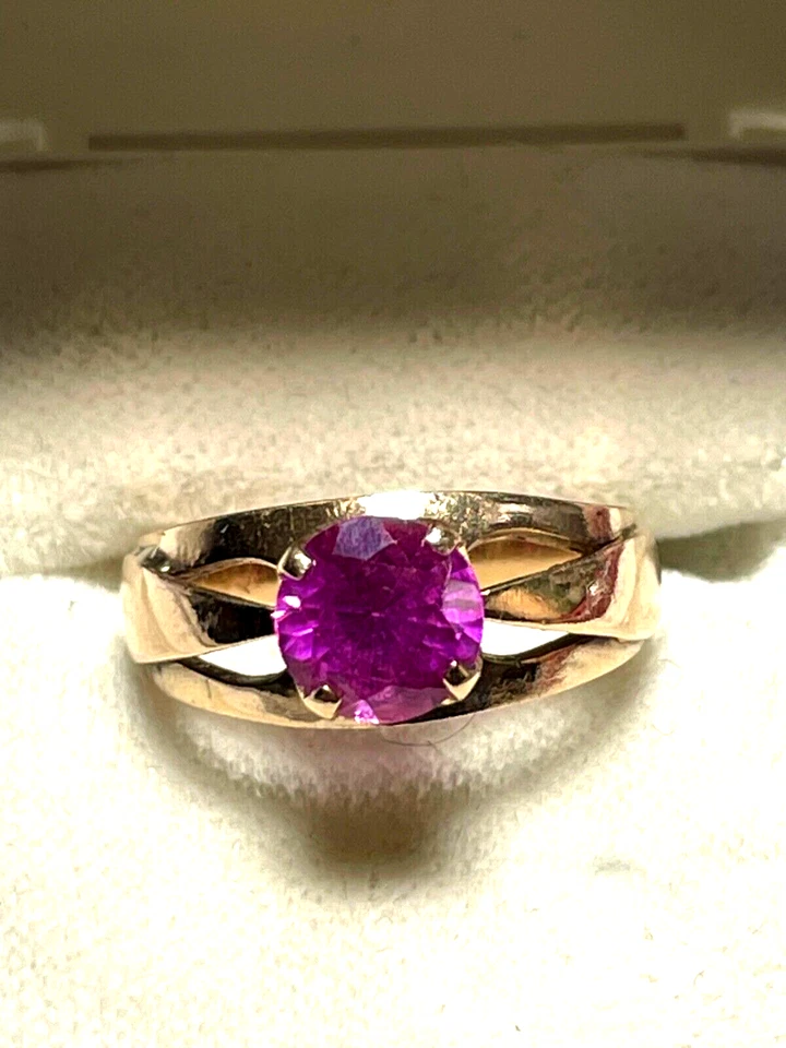 Solider vintage 585 Gold 14 K Ring Rotgold roter russischer Spinell Ø 17mm RG 53 - Bild 3 von 4