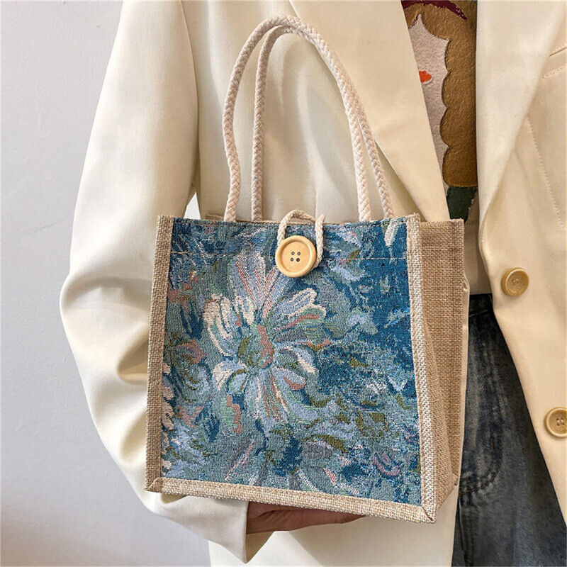 Canvas Women's Fashion Leisure Outdoor Carrying Lunch Box Bag Handbag ...