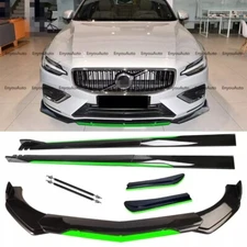 Front Bumper Lip Spoiler 86" Side Skirt Black Green for Volvo S60 S80 S90