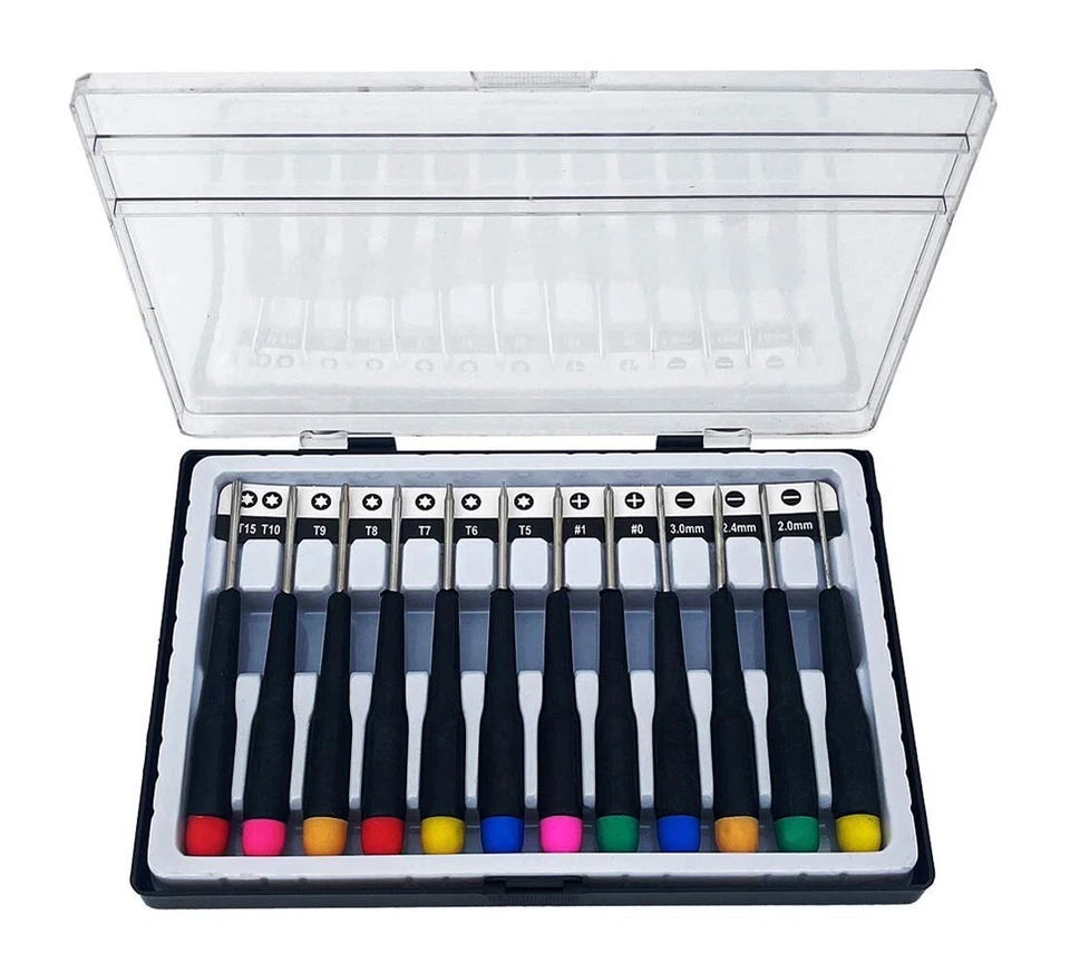 Set 12 cacciaviti di precisione punta taglio torx stella per cellulari orologi - Immagine 3 di 3