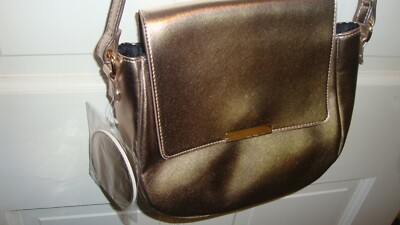 New! Ion Color Brilliance Gold-Tone Crossbody Purse Evening Bag w/Mirror     405