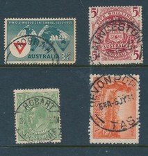 TASMANIA, postmarks MOONAH, LAUNCESTON, HOBART, DEVONPORT