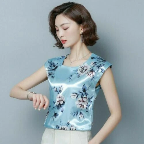 Blue Silk Tops for Women