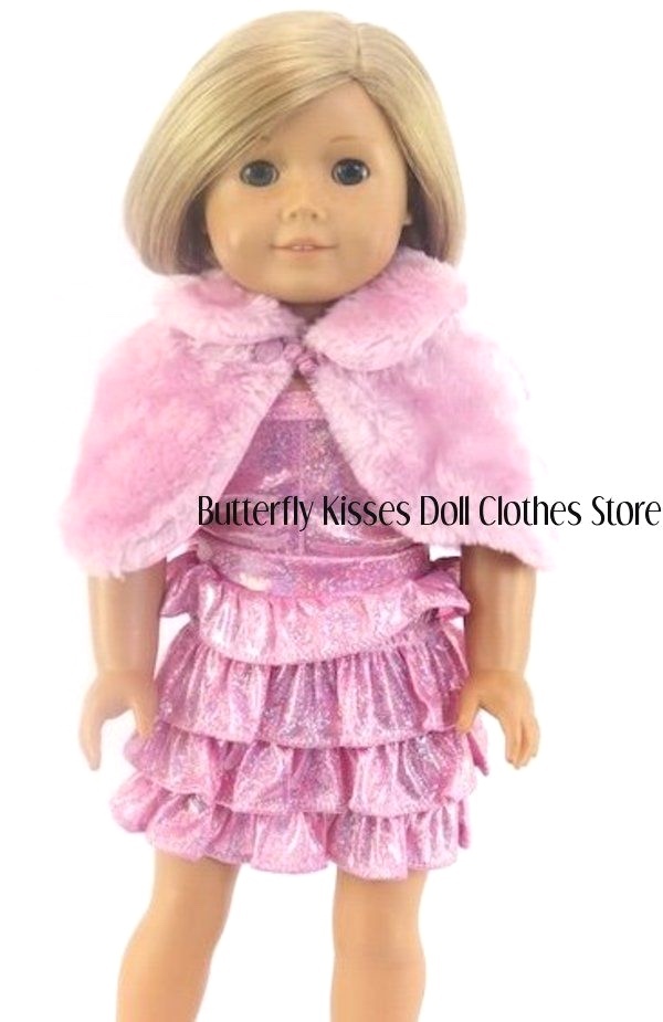 Metallic Ruffle Dress + Jacket+ Pearls 18” Doll Clothes Fit American
