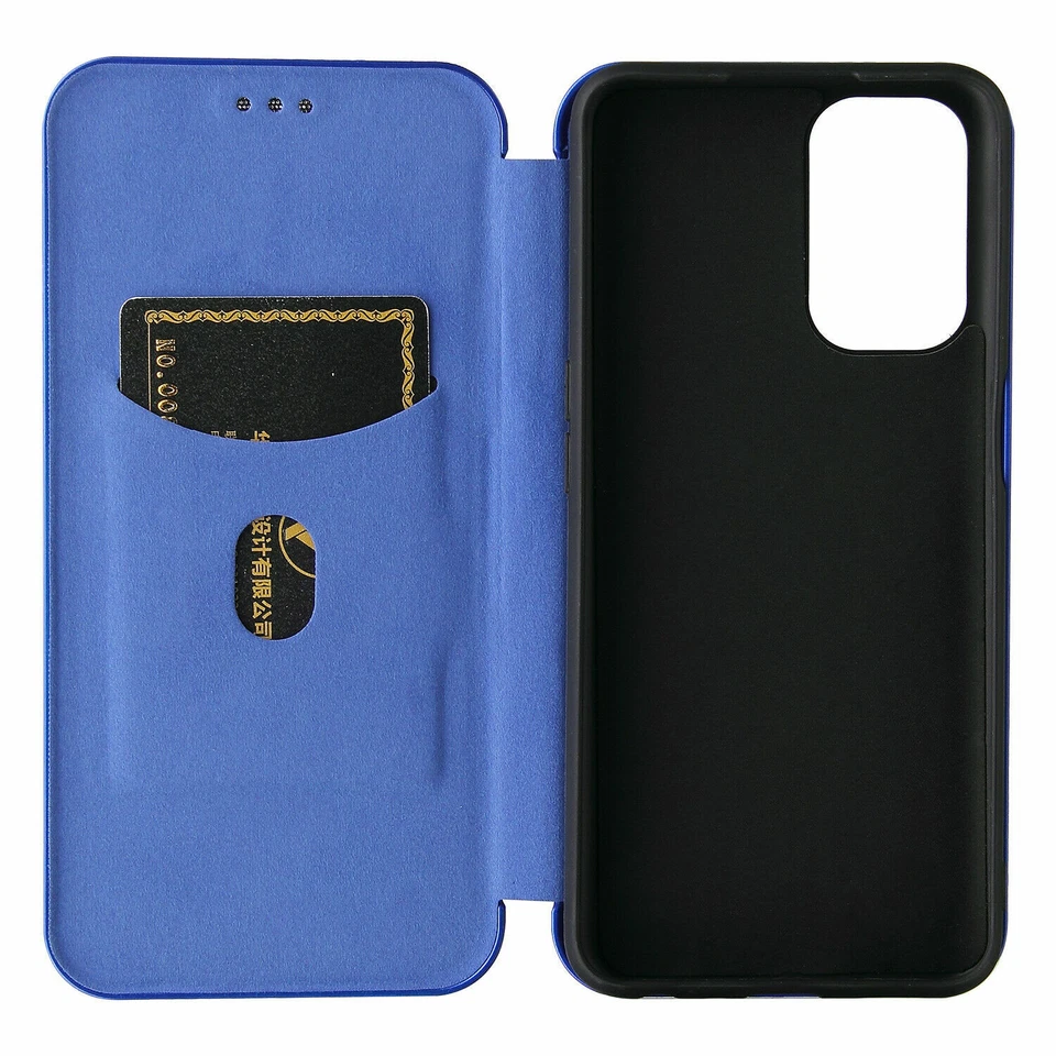 Funda tipo billetera de fibra de carbono para Samsung S25 S24 S22 S23 S21 S20 A56 A17 A16 Foto 4 de 4