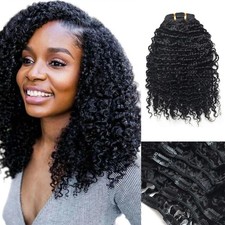 Afro Kinky Curly 3B 3C Clip in Hair Extensions for Black Women Real Brazilian...