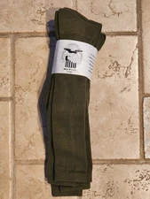 Defense Logistics Military Knee Length Boot Socks, 3 Pair, Olive Green, XL 14-16