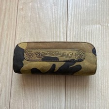 CHROME HEARTS Camouflage Leather Eyewear Case Silver Dagger Zip Archive used
