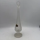 Vintage Fenton Satin Frosted Clear Glass Swung Bud Vase Water Lily 10"
