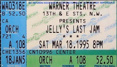 Jellys Last Jam Musical Ticket Stub Warner Theatre DC Jazz Jelly Roll 3/18/1995