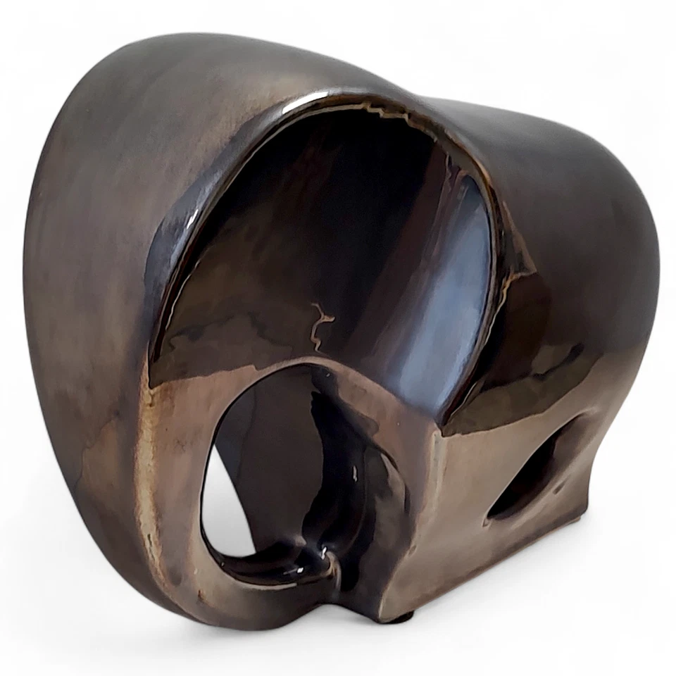 Bronze Metallic Minimalist Modernist Ceramic Elephant Figure 10"x 9"x 5" - Image 4 of 4