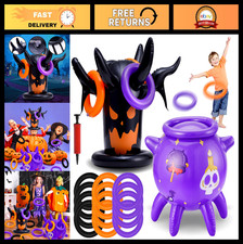 Inflatable Halloween Ring Toss Game - Spooky Tree Witch Toss for Kids, Party Fun