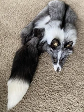 Platinum Cross Mutation Ranch Fox 5* Fur Hide Pelt Leather USA Tanned Raised