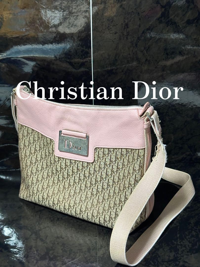 Vintage Christian Dior Trotter Shoulder Bag with Metal Logo