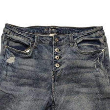 NOBO Distressed Button Fly Women's Jeans Size 15 Skinny High Rise (32x26) Stretc