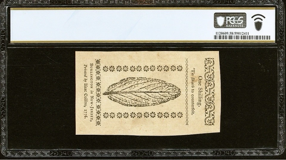 1776 New Jersey, Colonial Currency Bank Note, American Revolution NJ-175, PMG 58 - Image 2 of 4