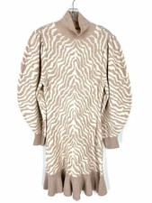 Ulla Johnson Size S Beige/Cream Print Knit Designer Dress