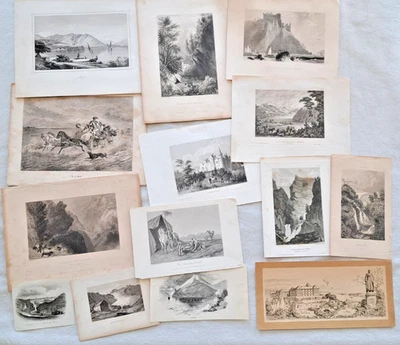 Sammlung Stahstiche Konvolut 14 Blatt um 1850 Landschaft Berge - Bild 1 von 4