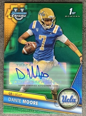 Dante Moore 2023 Bowman Chrome 1st Bowman Green Refractor Auto /99 RC Oregon QB