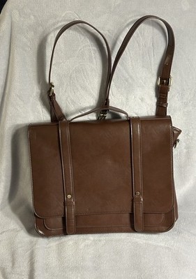 ECOSUSI Women's Brown Vegan Leather Backpack Briefcase, Messenger, Laptop Bag