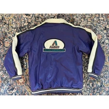 Vintage Arizona Diamond Backs MLB Mighty Mac Sports Leather Jacket Mens XL RARE