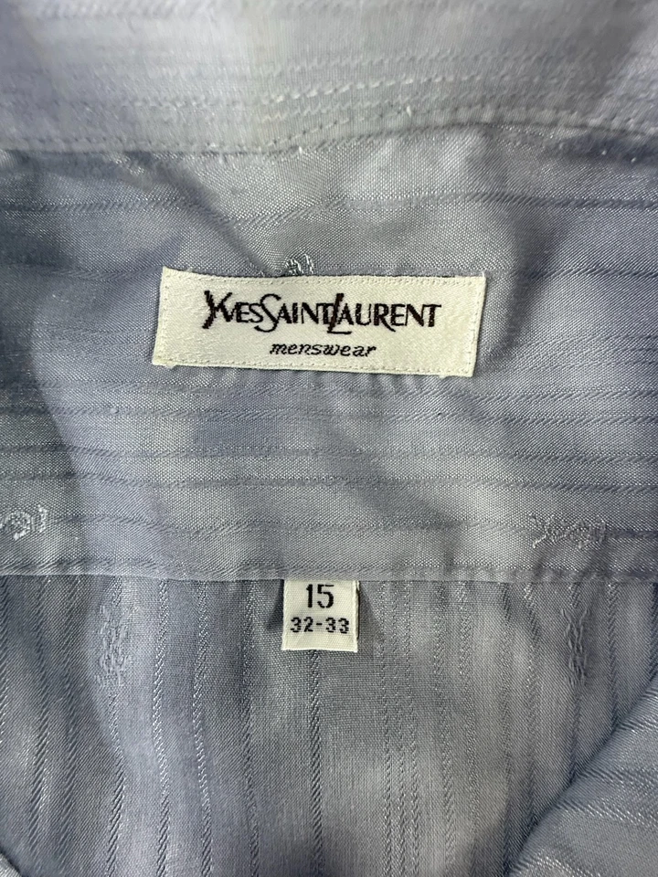 Camisa de vestir Yves Saint Laurent para hombre 15 32-33 azul manga larga abotonada Foto 2 de 4