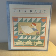 Vintage 1985 Hallmark Keepsake Baby Book Nostalgic Country Goose Quilt Theme