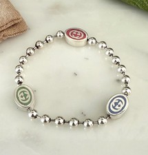 GUCCI 753442 Bracciale Argento Boule Tag Catena 3 Colori