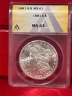 1881 s morgan silver dollar ms 63 ANACS looks undergraded