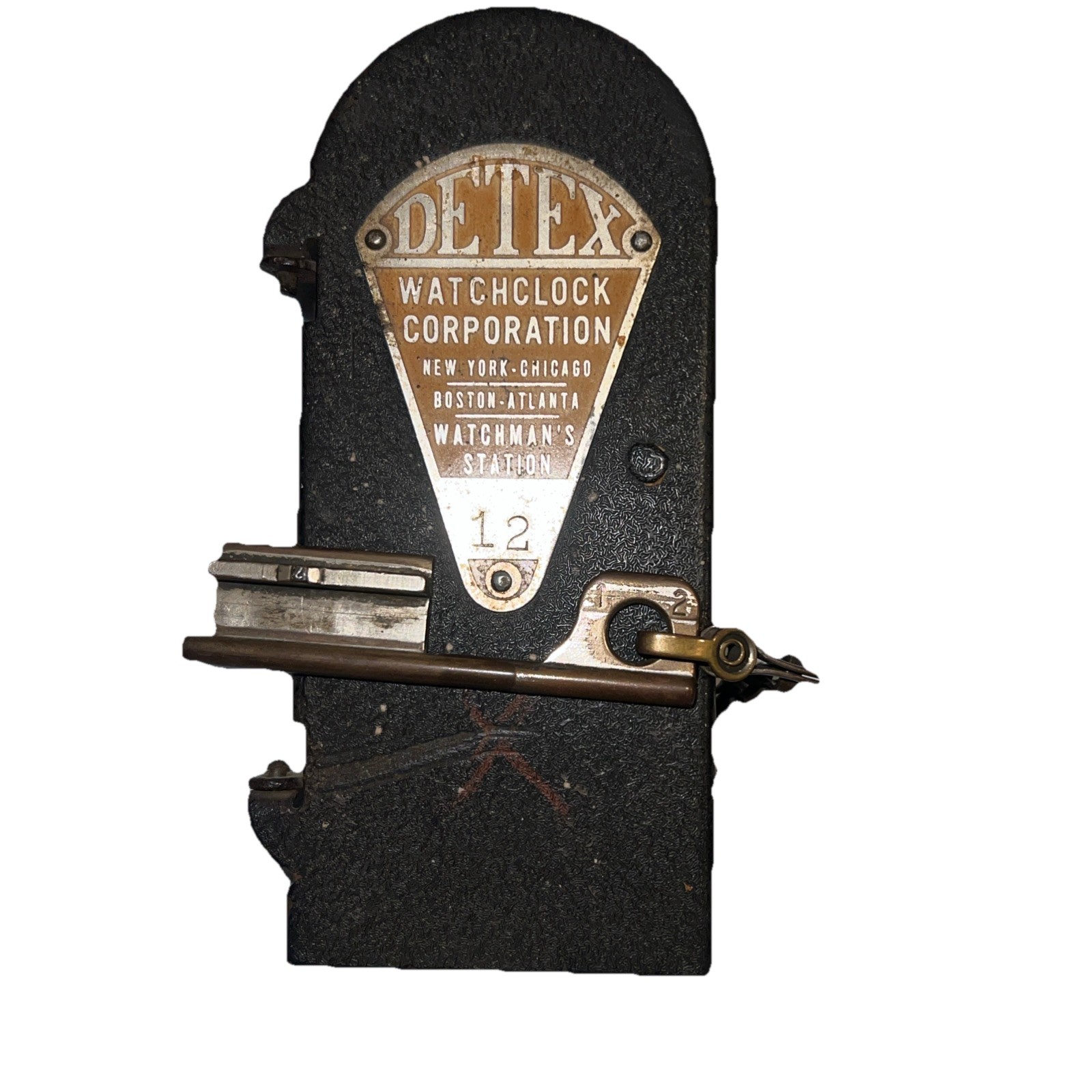 Vintage DETEX Watch Clock Corp Watchman’s Station Box #16 w/ #16 Key on Chain