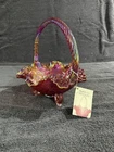 FENTON RUBY RED CARNIVAL GLASS BASKET FENTON TAGS, 8" HANDLE #1270 Tom Fenton