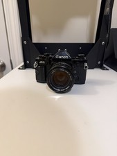 Canon A-1 Black Film Camera with 50mm 1:1.8 Lens Tested Working
