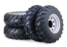 WANDA ATV Tire+Wheel 25x8-12 25x10-12 Light Mud on 4-156/4+3 Silver Wheels, SET4