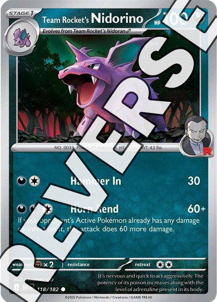 Team Rocket's Nidorino 118/182 Sv10: Destined Rivals Reverse Holo - Pokemon TCG