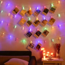 Magnoloran LED Photo String Lights 20 Photo Clips Battery Powered Fairy Twinkle
