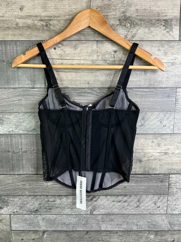 Urban Outfitters Corset Top Size Small Black Lace Exposed Bra Sexy Strappy - Image 2 of 4