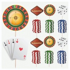 Casino Night Gambling Mix Food Cupcake Toppers Decoration Poker Chips Cards 14PK