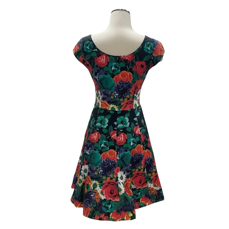 Floral Fit And Flare Dress Feminine Retro Cottagecore Coquette Garden Party Bold - Image 3 of 4