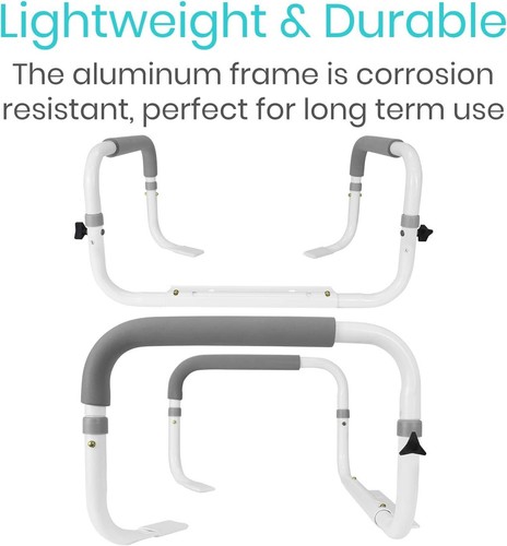 Vive Toilet Safety Rail Adjustable Grab Bar Compact Support Frame w/Handrail - Picture 5 of 11