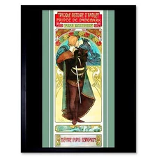 Vintage Mucha Hamlet Nouveau Shakespeare Illustration 12X16 Inch Framed Print
