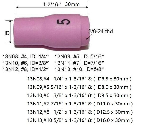 RIVERWELD TIG Alumina Nozzle Shield Cup Assort WP 9 20 24 25 Welding Torch 10pk - Picture 3 of 8